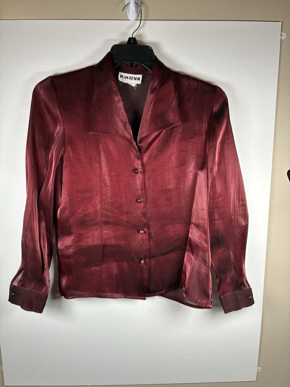 Joan Leslie Oxblood Iridescent Shimmer Blouse 6 Notch Collar Whimsigoth Mob Wife